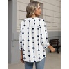 Zeagoo Button Down Shirts for Women 3/4 Sleeve Linen Cotton Top Work Blouse(Geometric White-jh599)