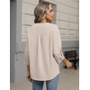 Zeagoo Button Down Shirts for Women 3/4 Sleeve Linen Cotton Top Work Blouse(Khaki)