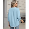 Zeagoo Button Down Shirts for Women 3/4 Sleeve Linen Cotton Top Work Blouse(Light Blue)