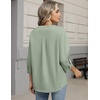 Zeagoo Button Down Shirts for Women 3/4 Sleeve Linen Cotton Top Work Blouse(Light Green)