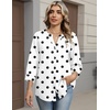 Zeagoo Button Down Shirts for Women 3/4 Sleeve Linen Cotton Top Work Blouse(Polka Dots-jh592)