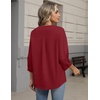 Zeagoo Button Down Shirts for Women 3/4 Sleeve Linen Cotton Top Work Blouse(Red)