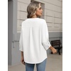 Zeagoo Button Down Shirts for Women 3/4 Sleeve Linen Cotton Top Work Blouse(White)