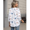 Zeagoo Button Down Shirts for Women 3/4 Sleeve Linen Cotton Top Work Blouse(White Flowers-bf290)