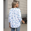 Zeagoo Button Down Shirts for Women 3/4 Sleeve Linen Cotton Top Work Blouse(White Flowers-bf361)