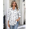 Zeagoo Button Down Shirts for Women 3/4 Sleeve Tops V Neck Collared Blouses Business Casual Outfits(Jh599)