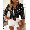 Zeagoo Button Down Shirts for Women 3/4 Sleeve Tops V Neck Collared Blouses Business Casual Outfits(Jh601)