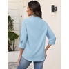 Zeagoo Button Down Shirts for Women 3/4 Sleeve Tops V Neck Collared Blouses Business Casual Outfits(Light Blue)