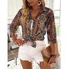 Zeagoo Button Down Shirts for Women 3/4 Sleeve Tops V Neck Collared Blouses Business Casual Outfits(Mz721)