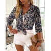 Zeagoo Button Down Shirts for Women 3/4 Sleeve Tops V Neck Collared Blouses Business Casual Outfits(Mz869)