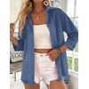 Zeagoo Button Down Shirts for Women 3/4 Sleeve Tops V Neck Collared Blouses Business Casual Outfits(Navy Blue)