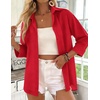 Zeagoo Button Down Shirts for Women 3/4 Sleeve Tops V Neck Collared Blouses Business Casual Outfits(Red)