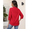 Zeagoo Button Down Shirts for Women 3/4 Sleeve Tops V Neck Collared Blouses Business Casual Outfits(Red)