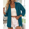 Zeagoo Button Down Shirts for Women 3/4 Sleeve Tops V Neck Collared Blouses Business Casual Outfits(Teal Blue)