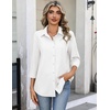 Zeagoo Button Down Shirts for Women 3/4 Sleeve Tops V Neck Collared Blouses Business Casual Outfits(White)