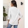 Zeagoo Button Down Shirts for Women 3/4 Sleeve Tops V Neck Collared Blouses Business Casual Outfits(White)