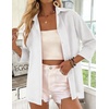 Zeagoo Button Down Shirts for Women 3/4 Sleeve Tops V Neck Collared Blouses Business Casual Outfits(White)