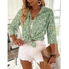 Zeagoo Button Down Shirts for Women 3/4 Sleeve Tops V Neck Collared Blouses Business Casual Outfits(Xh534)