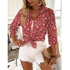 Zeagoo Button Down Shirts for Women 3/4 Sleeve Tops V Neck Collared Blouses Business Casual Outfits(Xh546)