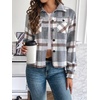 Zeagoo Flannels for Women Cropped Shacket Jacket Fashion Plaid Fall Coat(Ydl10)