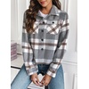 Zeagoo Flannels for Women Cropped Shacket Jacket Fashion Plaid Fall Coat(Ydl10)