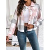Zeagoo Flannels for Women Cropped Shacket Jacket Fashion Plaid Fall Coat(Ydl11)