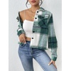 Zeagoo Flannels for Women Cropped Shacket Jacket Fashion Plaid Fall Coat(Ydl2)