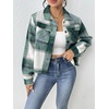 Zeagoo Flannels for Women Cropped Shacket Jacket Fashion Plaid Fall Coat(Ydl2)
