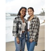 Zeagoo Flannels for Women Cropped Shacket Jacket Fashion Plaid Fall Coat(Ydl4)
