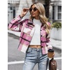 Zeagoo Flannels for Women Cropped Shacket Jacket Fashion Plaid Fall Coat(Ydl5)