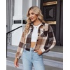 Zeagoo Flannels for Women Cropped Shacket Jacket Fashion Plaid Fall Coat(Ydl7)