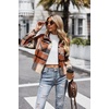 Zeagoo Flannels for Women Cropped Shacket Jacket Fashion Plaid Fall Coat(Ydl8)