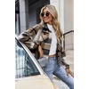 Zeagoo Flannels for Women Cropped Shacket Jacket Fashion Plaid Fall Coat(Ydl9)