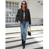 Zeagoo Flannels for Women Cropped Shacket Jacket Fashion Plaid Fall Coat(Z-black)
