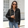 Zeagoo Flannels for Women Cropped Shacket Jacket Fashion Plaid Fall Coat(Z-black)