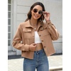 Zeagoo Flannels for Women Cropped Shacket Jacket Fashion Plaid Fall Coat(Z-camel)