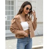 Zeagoo Flannels for Women Cropped Shacket Jacket Fashion Plaid Fall Coat(Z-camel)