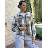 Zeagoo Flannels for Women Cropped Shacket Jacket Fashion Plaid Fall Coat(Z-gw101)