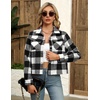 Zeagoo Flannels for Women Cropped Shacket Jacket Fashion Plaid Fall Coat(Z-gw178)