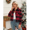 Zeagoo Flannels for Women Cropped Shacket Jacket Fashion Plaid Fall Coat(Z-gw18)