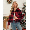 Zeagoo Flannels for Women Cropped Shacket Jacket Fashion Plaid Fall Coat(Z-gw18)
