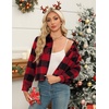 Zeagoo Flannels for Women Cropped Shacket Jacket Fashion Plaid Fall Coat(Z-gw18)