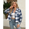 Zeagoo Flannels for Women Cropped Shacket Jacket Fashion Plaid Fall Coat(Z-gw19)