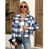 Zeagoo Flannels for Women Cropped Shacket Jacket Fashion Plaid Fall Coat(Z-gw19)