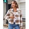 Zeagoo Flannels for Women Cropped Shacket Jacket Fashion Plaid Fall Coat(Z-gw20)