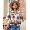 Zeagoo Flannels for Women Cropped Shacket Jacket Fashion Plaid Fall Coat(Z-gw20)