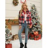Zeagoo Flannels for Women Cropped Shacket Jacket Fashion Plaid Fall Coat(Z-gz545)