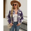Zeagoo Flannels for Women Cropped Shacket Jacket Fashion Plaid Fall Coat(Z-gz663)