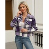 Zeagoo Flannels for Women Cropped Shacket Jacket Fashion Plaid Fall Coat(Z-gz663)