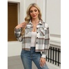 Zeagoo Flannels for Women Cropped Shacket Jacket Fashion Plaid Fall Coat(Z-gz801)